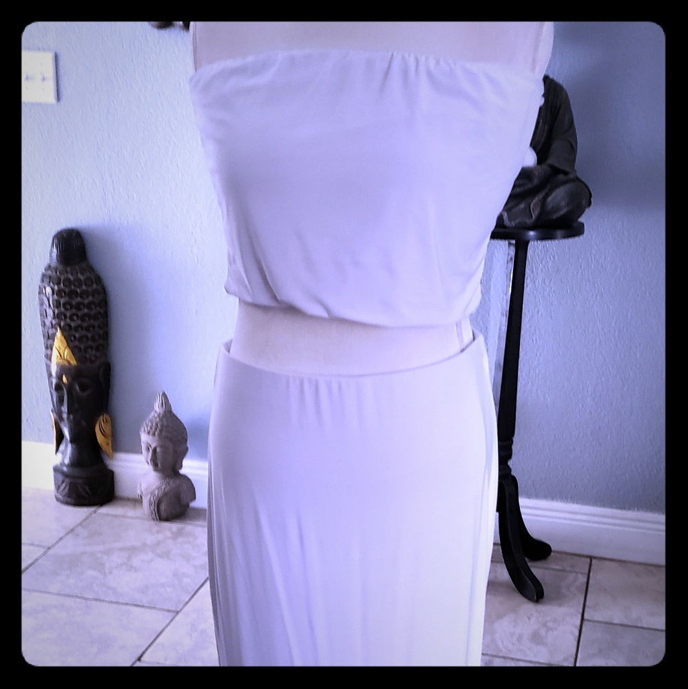 Fashion nova white tube and maxi skirt set